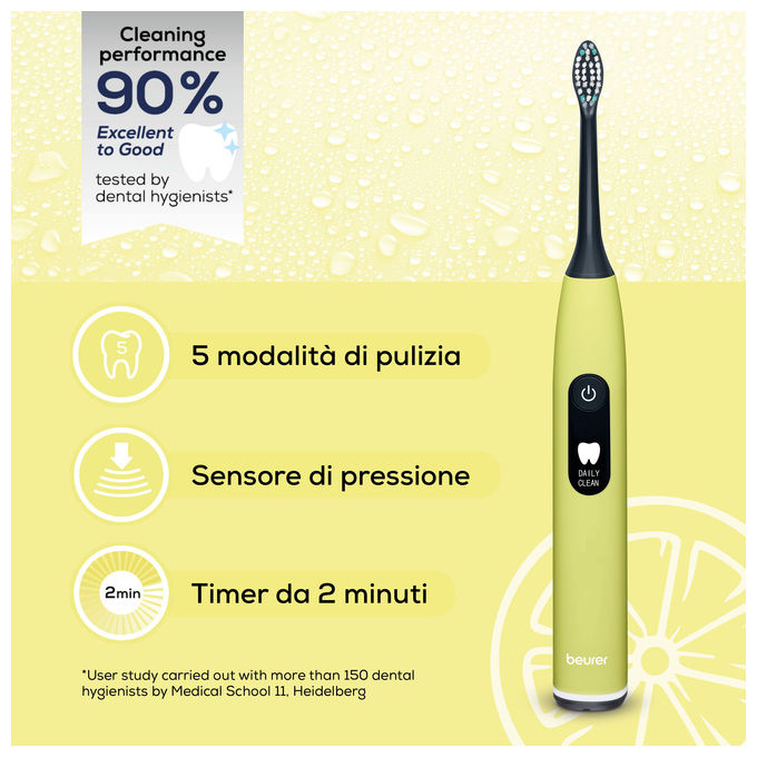 Beurer SC 50, Spazzolino Elettrico Sonico, Nero e Lime, 5 Modalita'
