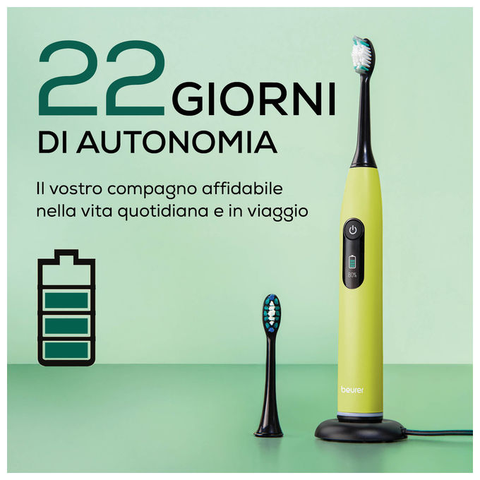 Beurer SC 50, Spazzolino Elettrico Sonico, Nero e Lime, 5 Modalita'