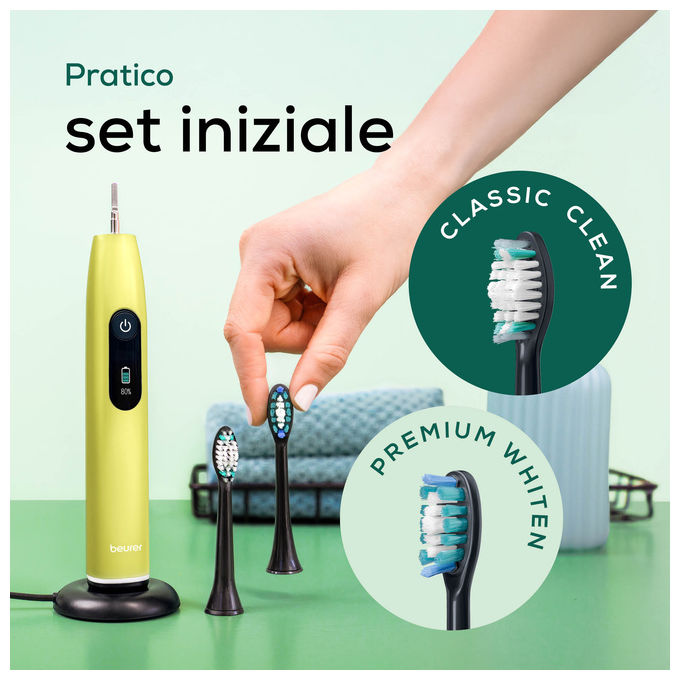 Beurer SC 50, Spazzolino Elettrico Sonico, Nero e Lime, 5 Modalita'