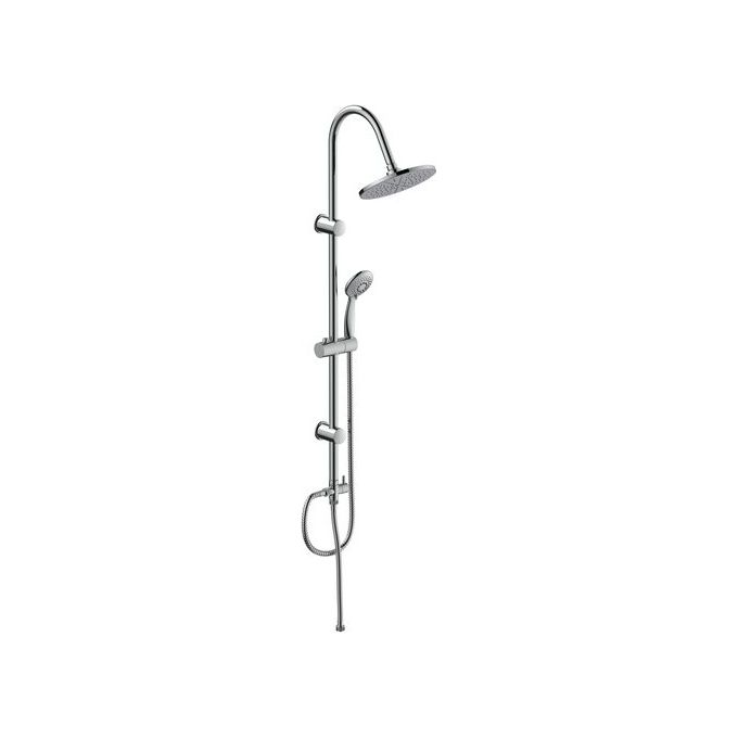 IDRO BRIC SCACOL0163CR Mali Colonna doccia in metallo cromato con soffione 20 cm 1 getto anticalcare doccetta 3 getti regolabili deviatore 2 vie in ottone asta 22 mm flessibile 1500 mm colore Cromo