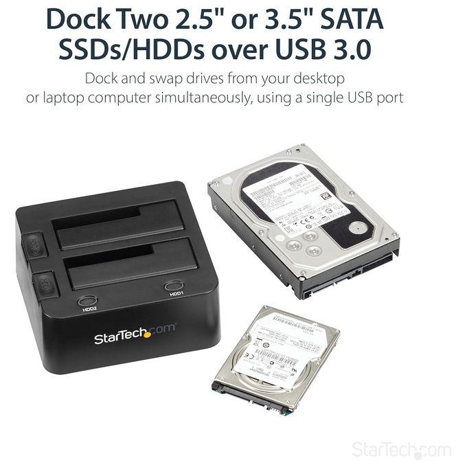 StarTech.com Usb 3.0 Dual Hdd-ssd Dock With Uasp-25-35'' Hard Drive Dock