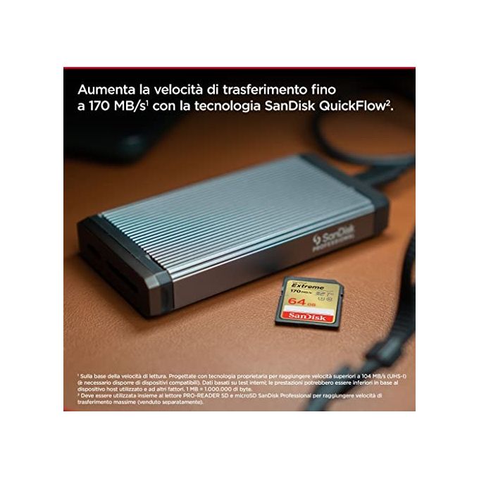 SanDisk SDSDXV2-064G-GNCIN Extreme Scheda di Memoria SDXC 64 GB UHS-I U3 V30 Classe 10 170 MB-s colore Nero Oro