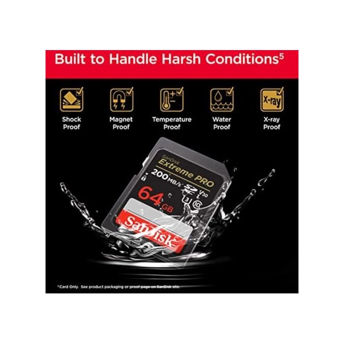 SanDisk SDSDXXU-064G-GN4IN Extreme PRO SD Card SDXC 64GB 200MB-s UHS-I U3 V30 Classe 10 colore Nero