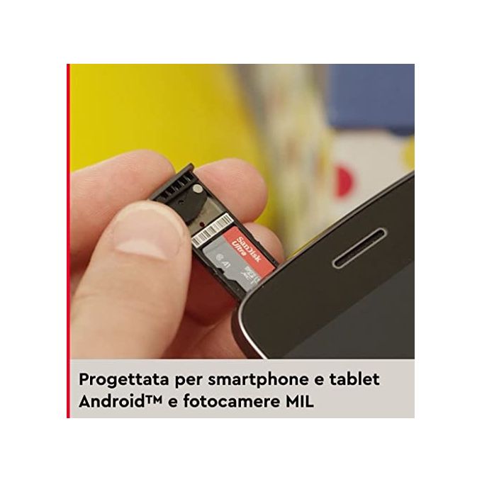 Sandisk Ultra, 64GB MicroSDXC, UHS-I, Classe 10, 140MB-s, Grigio e Rosso