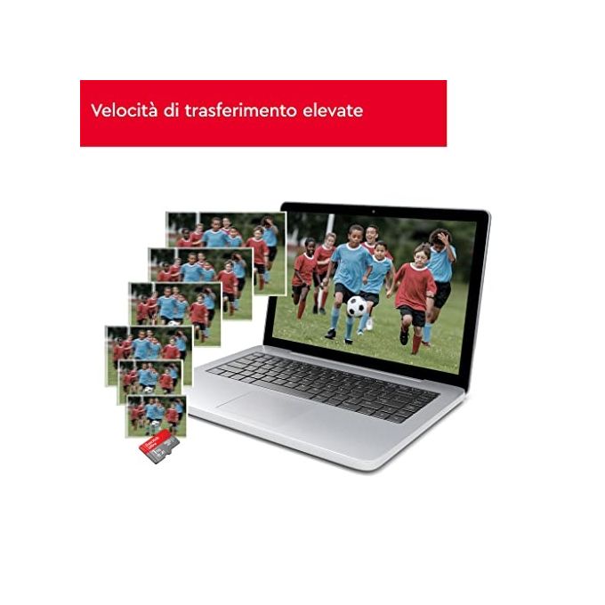 SanDisk SDSQUAB-128G-GN6MA Ultra MicroSDXC 128GB UHS-I Classe 10 A1 140MB-s con Adattatore SD colore Rosso Grigio