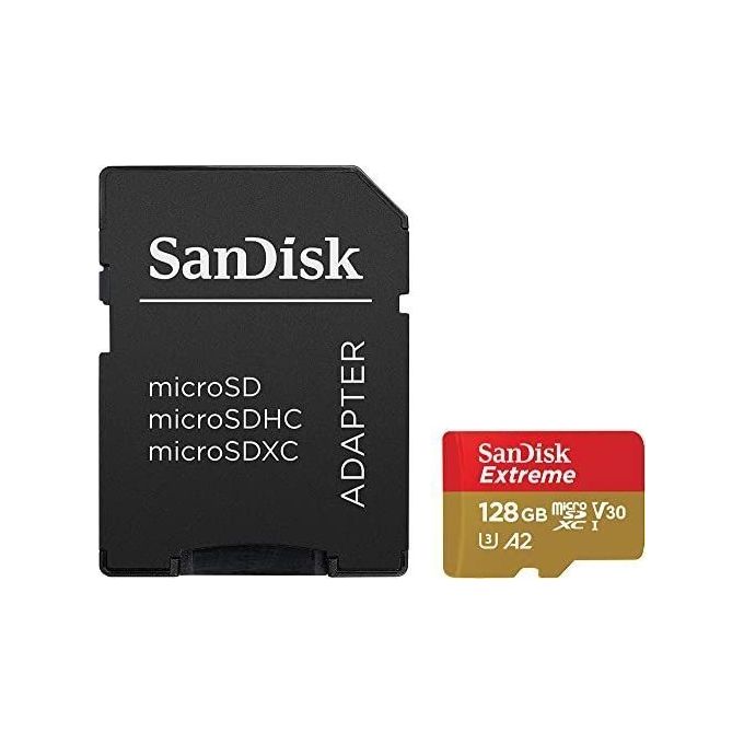 SanDisk SDSQXAA-128G-GN6AA Extreme microSDXC 128GB UHS-I U3 V30 A2 fino a 190MB-s con adattatore SD colore Oro Rosso