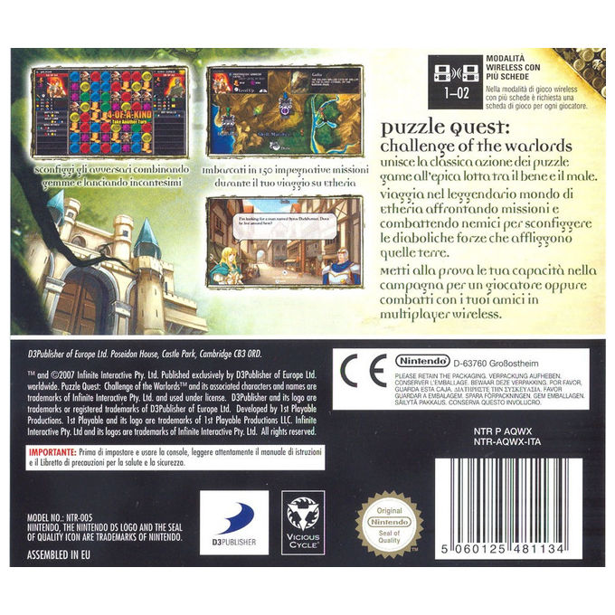 Halifax, Puzzle Quest Challenge Of Warlords, Nintendo DS, Standard Ita