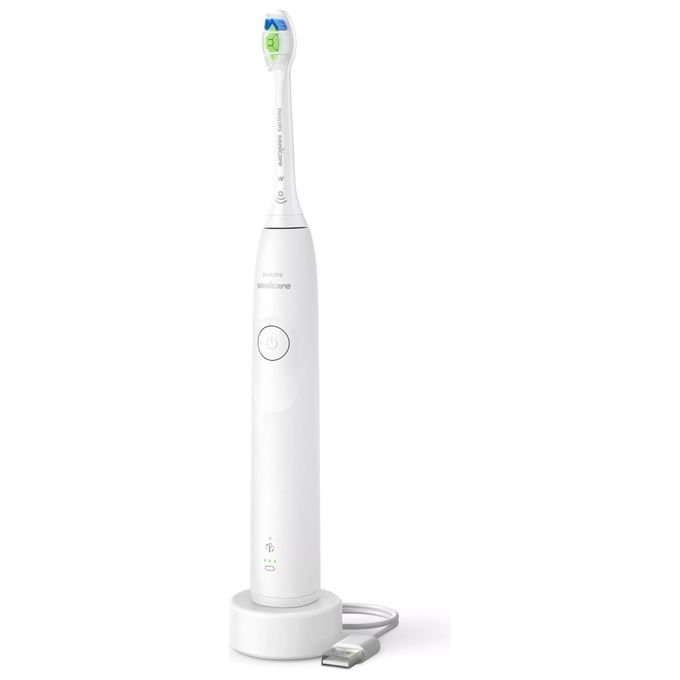 Philips spazzolino elettrico sonico ricaricabile Serie 5300, HX7108-01, tecnologia Sonicare, timer 2 min, sensore di pressione, bianco