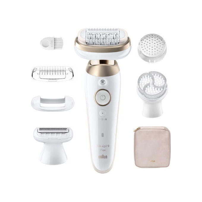 Braun SES9-060 3D Silk-épil 9 Flex Epilatore Wet and Dry 40 Pinzette Testina Flessibile 360° Smart Light colore Oro
