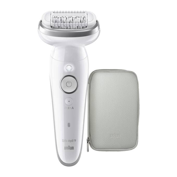 Braun SES9000 Silk-épil 9 Epilatore Wet and Dry 40 pinzette MicroGrip peli da 0.5 mm autonomia 50 min colore Bianco
