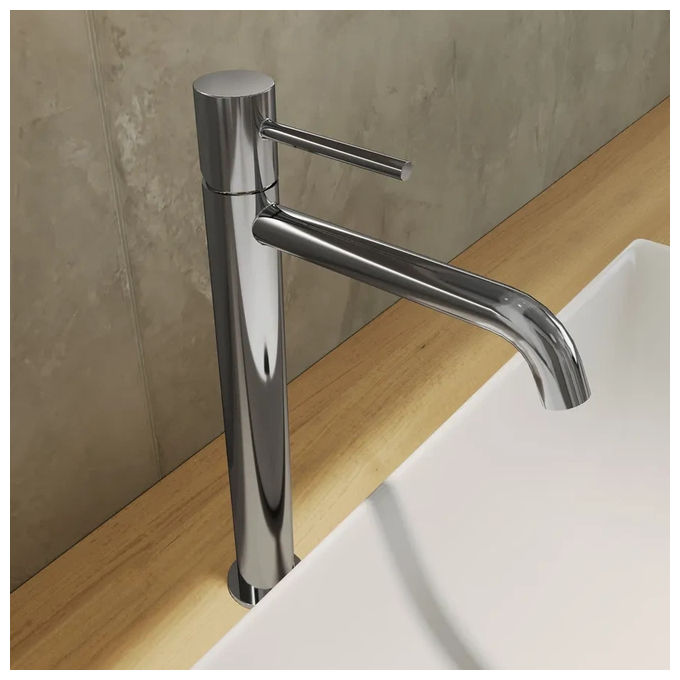 IDRO BRIC SCARUB1137CR Riviera Miscelatore Lavabo Monocomando Alto in Ottone con Finitura Cromata e Leva in Metallo colore Cromo