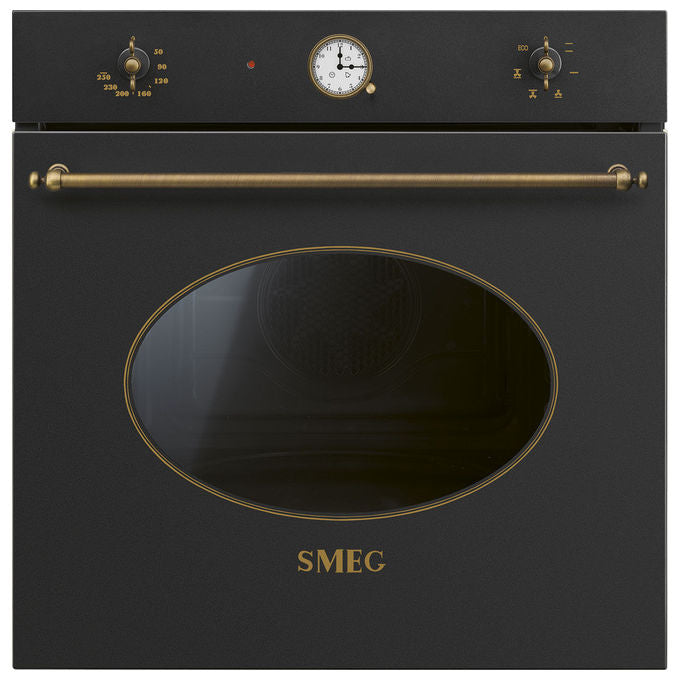 Smeg, Forno Incasso Multifunzione Elettrico Ventilato, 60 cm, Estetica Coloniale, Antracite