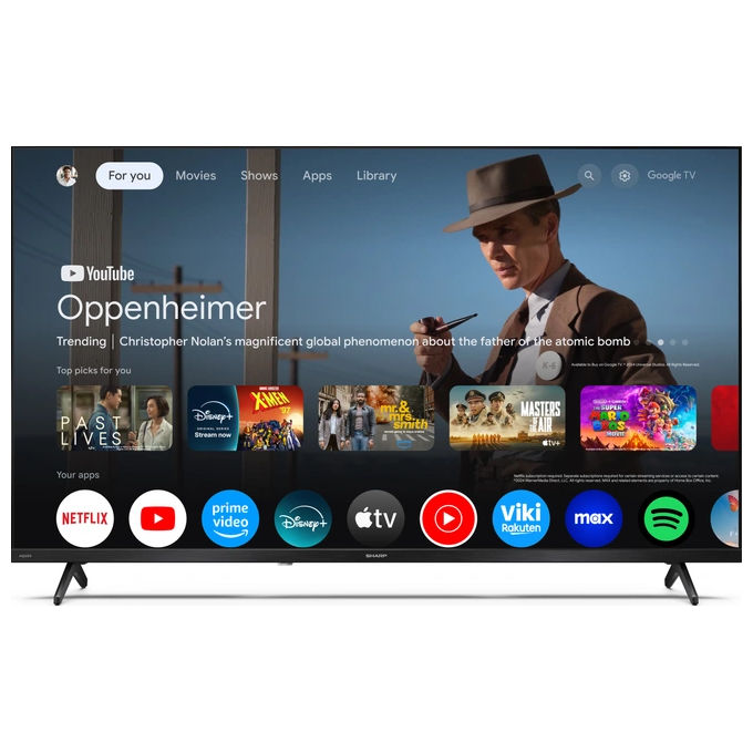 Sharp 40HF3765E TV LED QLED 40'' Full HD Google TV DVB-T2-C-S2 HDR10 Dolby Audio colore Nero