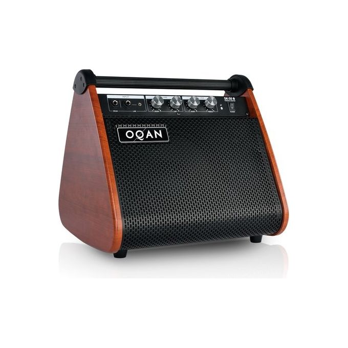 Oqan SK-50 Amplificatore per Batteria 65W Woofer 8'' Tweeter 2'' Bluetooth 2 Ingressi colore Nero e Legno
