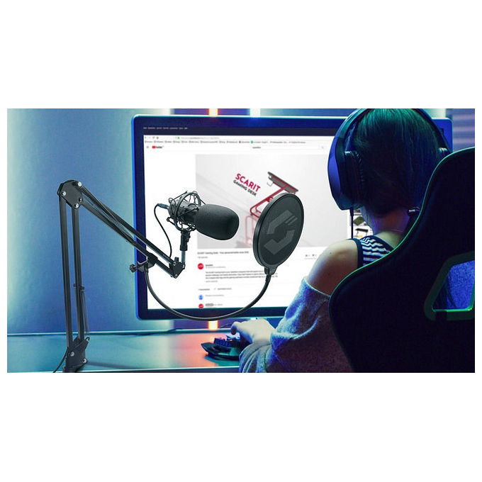 Speedlink SL-800010-BK VOLITY READY Microfono Studio con Braccio Regolabile e Accessori per Streaming 96kHz 24bit colore Nero