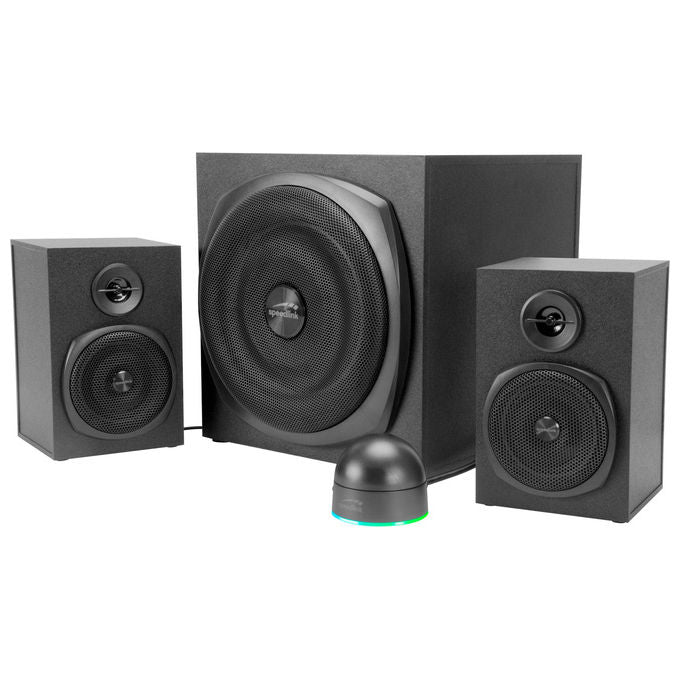 Speedlink SL-820009-BK GRAVITY LT Sistema di Altoparlanti Bluetooth 2.1 80 W Potenza di Picco Subwoofer in Legno Telecomando RGB con Controllo Volume e Bassi colore Nero