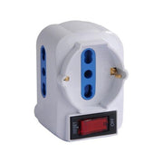 Syntesy 08832 Adattatore Triplo Schuko con Interruttore Bianco