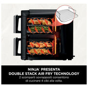 Ninja SL300EU Double Stack Friggitrice ad aria 7.6 L 2470W 6 Funzioni 2 Cestelli 4 Livelli di Cottura colore Nero