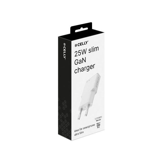 Celly Caricabatterie Usb-C 25W Slim Gan Bianco