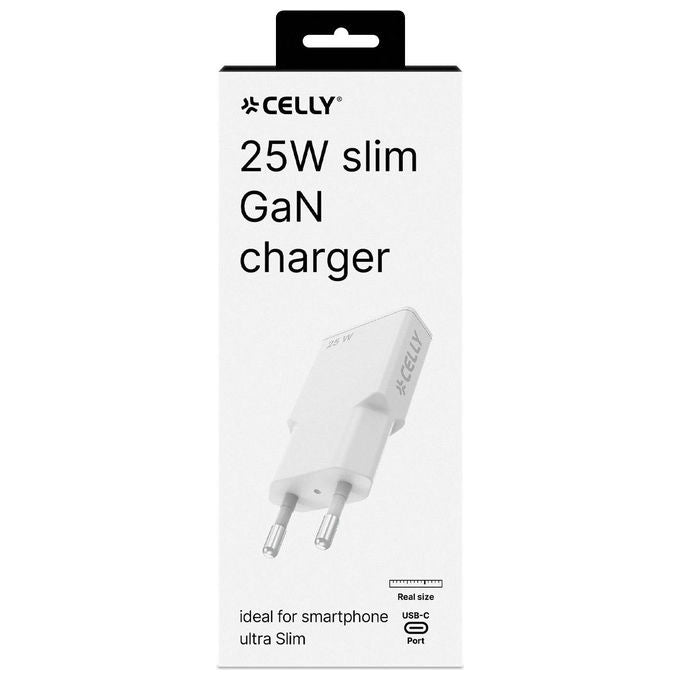 Celly Caricabatterie Usb-C 25W Slim Gan Bianco