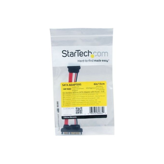 StarTech Adattatore slimline SATA a SATA con alimentazione 15 cm - F-M