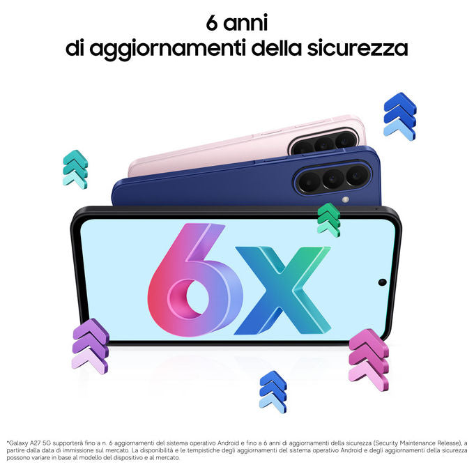 Samsung SM-A276BZKCEUE Galaxy A27 Smartphone 5G 6.7'' 8GB 256GB 50MP 5000mAh Android 16 colore Nero