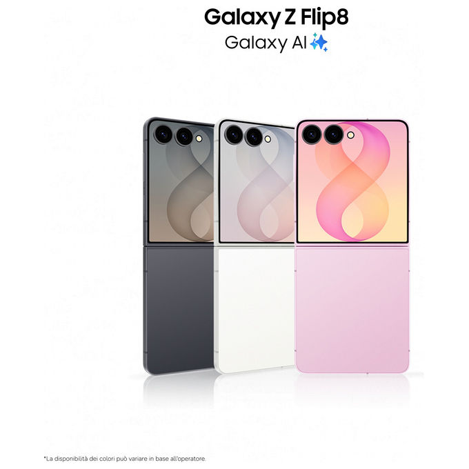 Samsung SM-F776BZWHEUE Galaxy Z Flip8 Smartphone 5G 12GB RAM 512GB Storage 6.9'' 50MP Fotocamera Batteria 4300 mAh colore Crema