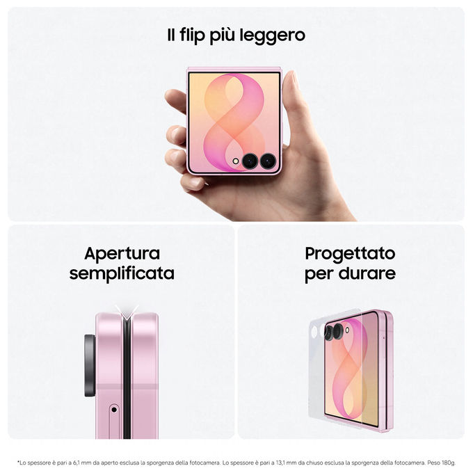 Samsung SM-F776BZWHEUE Galaxy Z Flip8 Smartphone 5G 12GB RAM 512GB Storage 6.9'' 50MP Fotocamera Batteria 4300 mAh colore Crema
