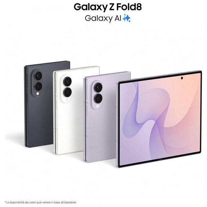 Samsung SM-F971BLVCEUE Galaxy Z Fold8 Smartphone 12 GB RAM 512 GB 7.6'' Dynamic AMOLED 2X 50 MP colore Lavender