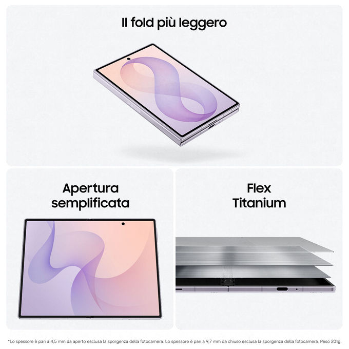 Samsung F971BZWCEUE Galaxy Z Fold8 Smartphone 512 GB RAM 12 GB Fotocamera 50 MP Processore Snapdragon 8 Gen 4 Display 7.6'' Batteria 4800 mAh Dual SIM NFC Impermeabilita' IP48 colore Crema