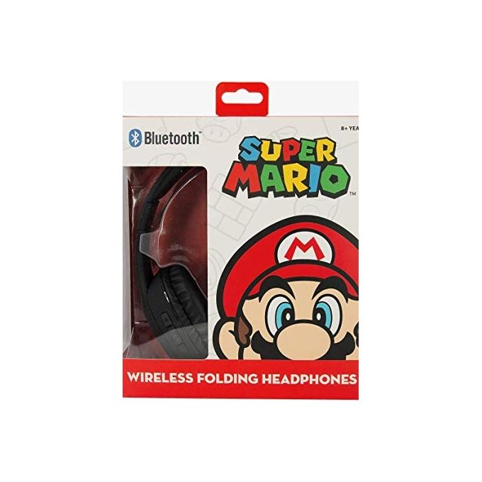 OTL Technologies SM0698 Super Mario Icon Cuffie Bluetooth Wireless Pieghevoli per Bambini 30h Bluetooth 5.0 colore Nero Blu Rosso