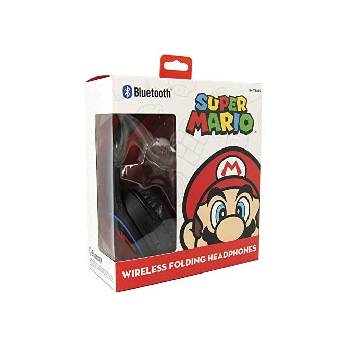 OTL Technologies SM0698 Super Mario Icon Cuffie Bluetooth Wireless Pieghevoli per Bambini 30h Bluetooth 5.0 colore Nero Blu Rosso