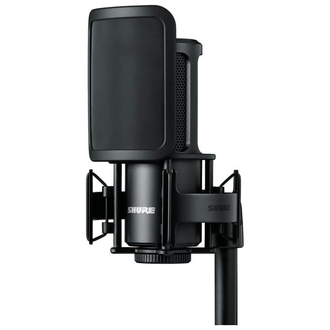 Shure SM4-K-KIT Microfono da studio Cardiode in Metallo con Filtro anti-pop Supporto per asta Custodia imbottita colore Nero
