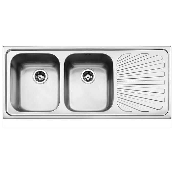 Smeg AG116S Lavello da incasso in acciaio inox antigraffio con vasche saldate 116 cm gocciolatoio a sinistra colore Acciaio