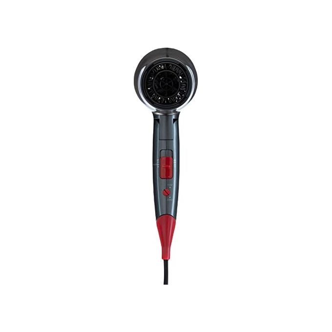 Solis 96171 Home and Away Asciugacapelli 1800 W Tecnologia Ionica 3 Temperature 2 Velocita' Funzione Baby Care Manico Pieghevole con Bocchetta per Styling colore Antracite-Rosso