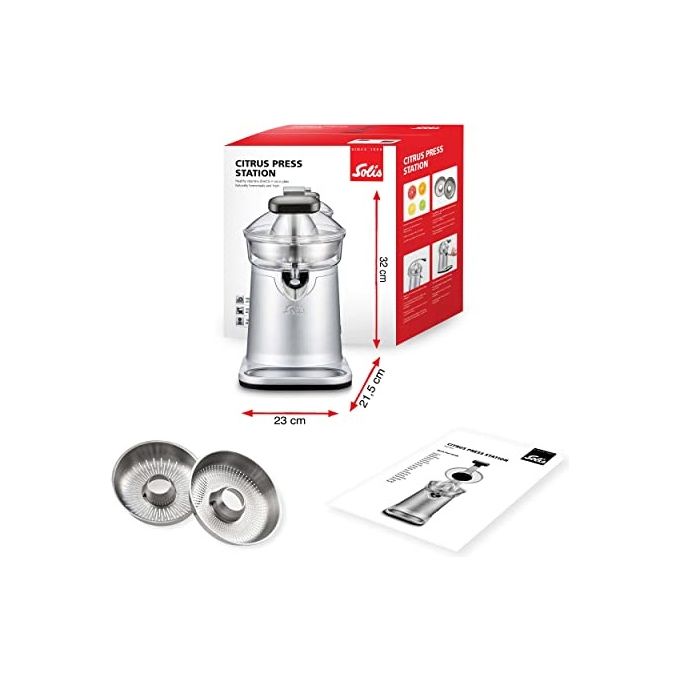 Solis 921.83 Spremiagrumi Elettrico 230 W con Funzione Antigoccia e Coperchio Argento