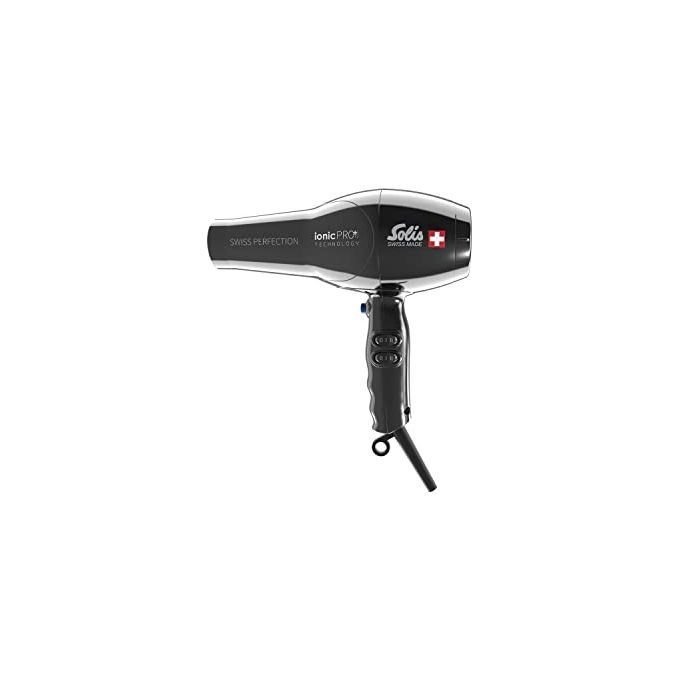 Solis 96812 Swiss Perfection 360 Asciugacapelli 2300 W Tecnologia IonicPRO Cavo 360° 3 Temperature 2 Velocita' Beccuccio per Styling incluso colore Nero