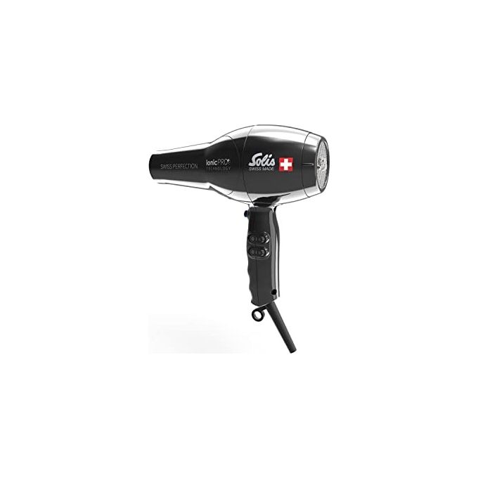 Solis 96812 Swiss Perfection 360 Asciugacapelli 2300 W Tecnologia IonicPRO Cavo 360° 3 Temperature 2 Velocita' Beccuccio per Styling incluso colore Nero