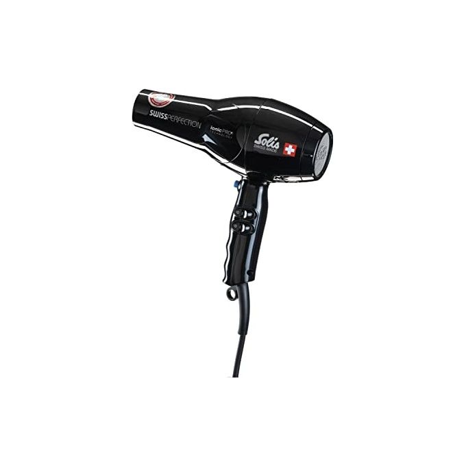 Solis 96812 Swiss Perfection 360 Asciugacapelli 2300 W Tecnologia IonicPRO Cavo 360° 3 Temperature 2 Velocita' Beccuccio per Styling incluso colore Nero