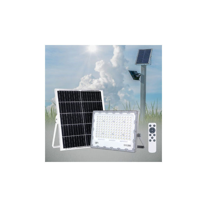 Kon.El.Co. 23.8757.25 Solar LED Pro 200 Faro LED Solare da Esterno 25 W 2400 lm IP65 colore Grigio