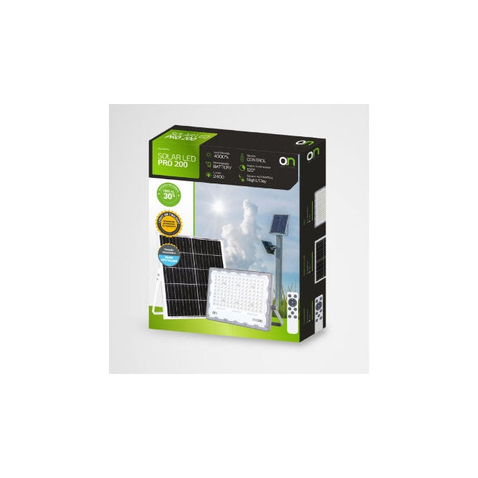 Kon.El.Co. 23.8757.25 Solar LED Pro 200 Faro LED Solare da Esterno 25 W 2400 lm IP65 colore Grigio