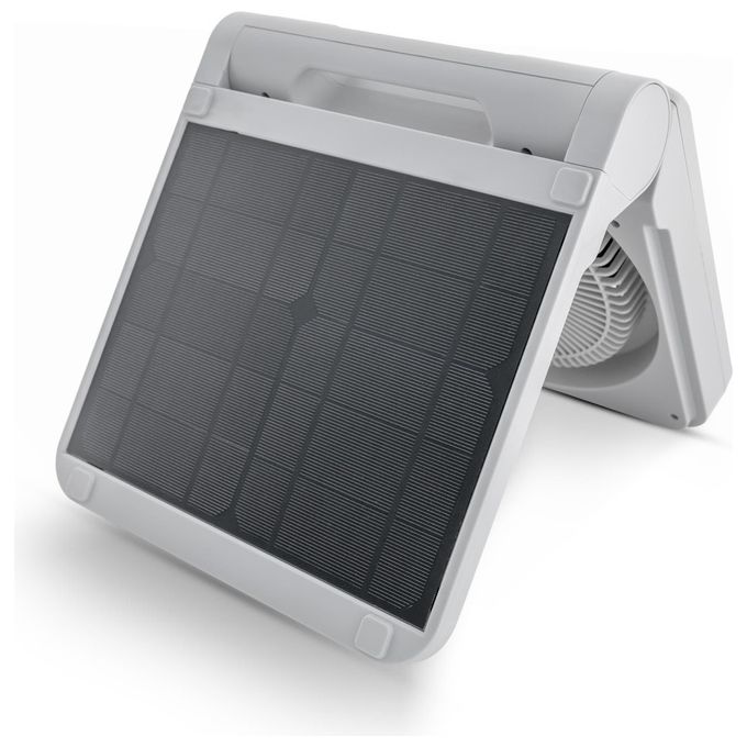 Unold SOLARVENTILATOR CAMPING 86517 Ventilatore portatile Diametro 20 cm 5 velocita' Batteria LiPo 24 h autonomia Ricarica USB 5 h colore Grigio