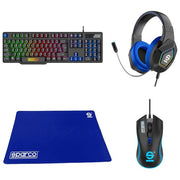 Celly SPGAMEKIT Kit Gaming 4 in 1 con Tastiera Layout USA Retroilluminata RGB Mouse Ergonomico DPI Regolabile Cuffie con Microfono e Tappetino Antiscivolo colore Nero