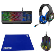 Celly SPGAMEKITPRO Kit Gaming Pole Position Tastiera Gaming Full Size Layout USA Retroilluminata RGB Mouse Ergonomico con Luci RGB Cuffie a Filo con Microfono e Tappetino Antiscivolo colore Nero