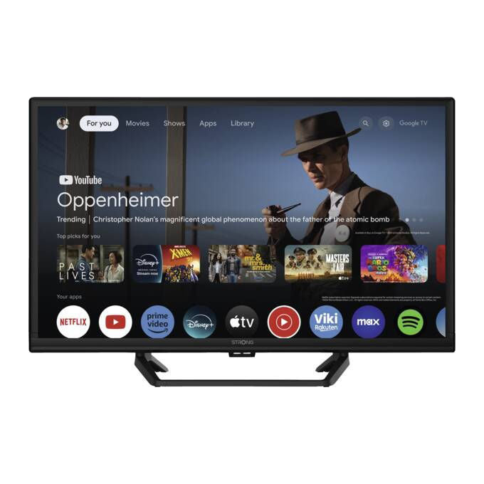Strong SRT24HG4723C Smart TV LED 24'' HD Ready Google TV Android 14 DVB-T2-C-S2 Wi-Fi Bluetooth HDR10 Dolby Atmos colore Nero