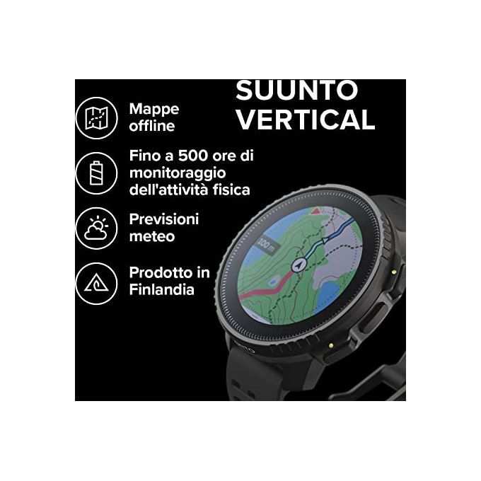 Suunto SS050862000 Vertical Smartwatch Sportivo GPS 49mm 1.4'' 280x280 Zaffiro 100m Cardio Altimetro Barometro 60 giorni colore Nero