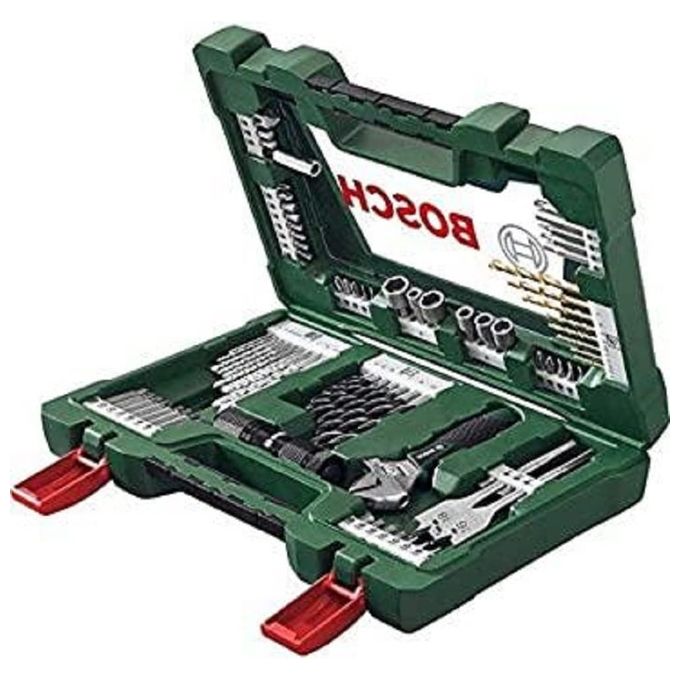 Bosch 2607017309 V-Line Valigetta Set Accessori Foratura e Avvitatura 83 Pezzi Punte Bit Bussole Torcia LED