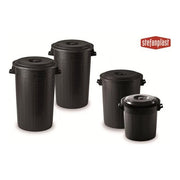 Stefanplast 25110 Bidone Portarifiuti Senza Coperchio 100 lt Diametro 52 cm Altezza 65 cm colore Nero