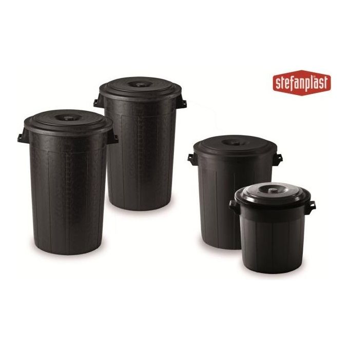 Stefanplast 25110 Bidone Portarifiuti Senza Coperchio 100 lt Diametro 52 cm Altezza 65 cm colore Nero