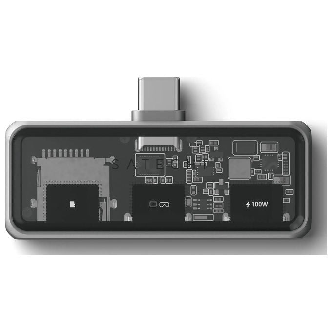Satechi ST-HXRSDM Replicatore di Porte USB 3.2 Gen 2 Type-C con Power Delivery 100W e Lettore MicroSD colore Grigio